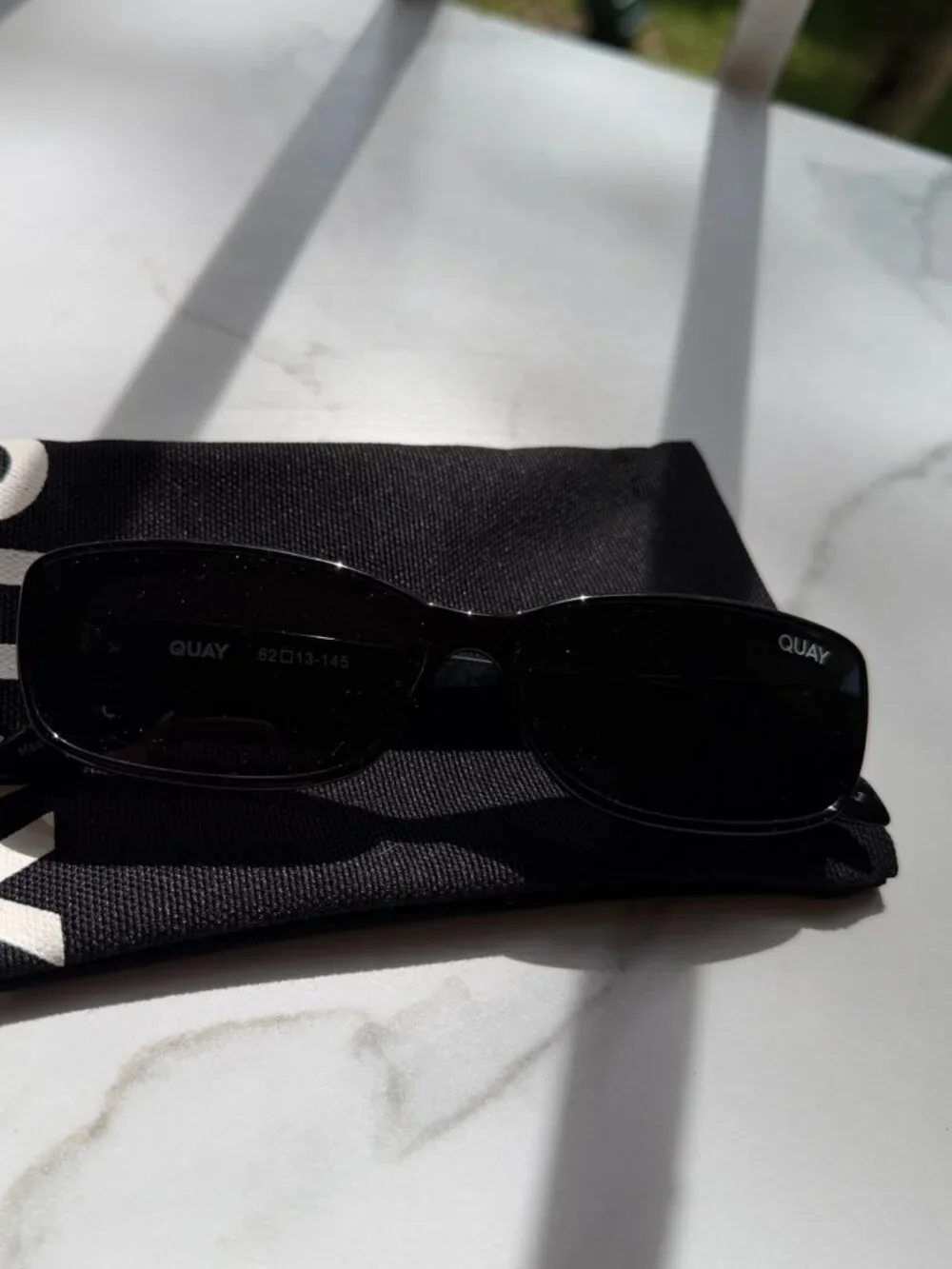 Quay Australia Vibe Check Black Sunglasses | Oversized Square Polarized